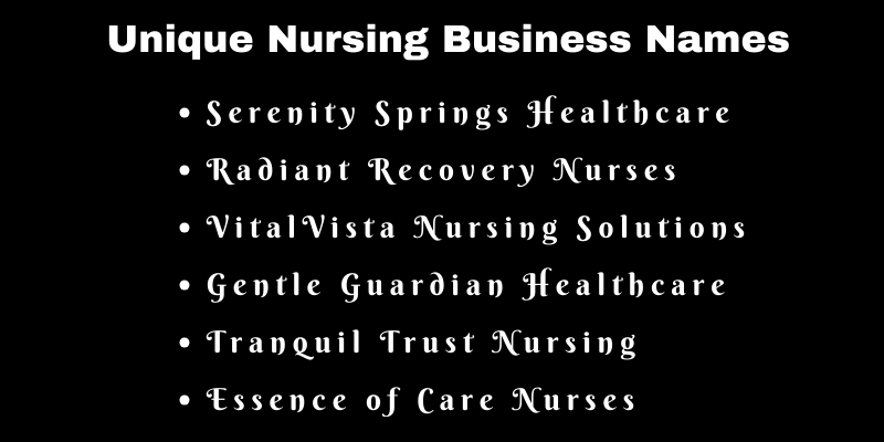 Nursing Business Names