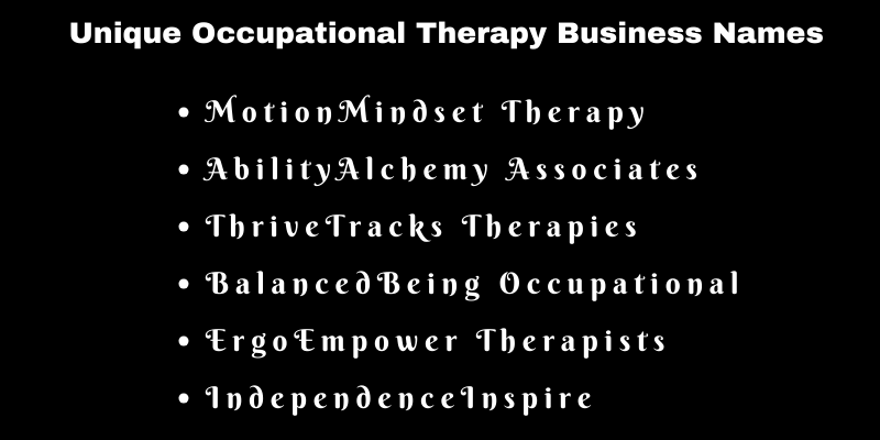 Occupational Therapy Business Names