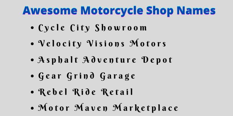Motorcycle Shop Names
