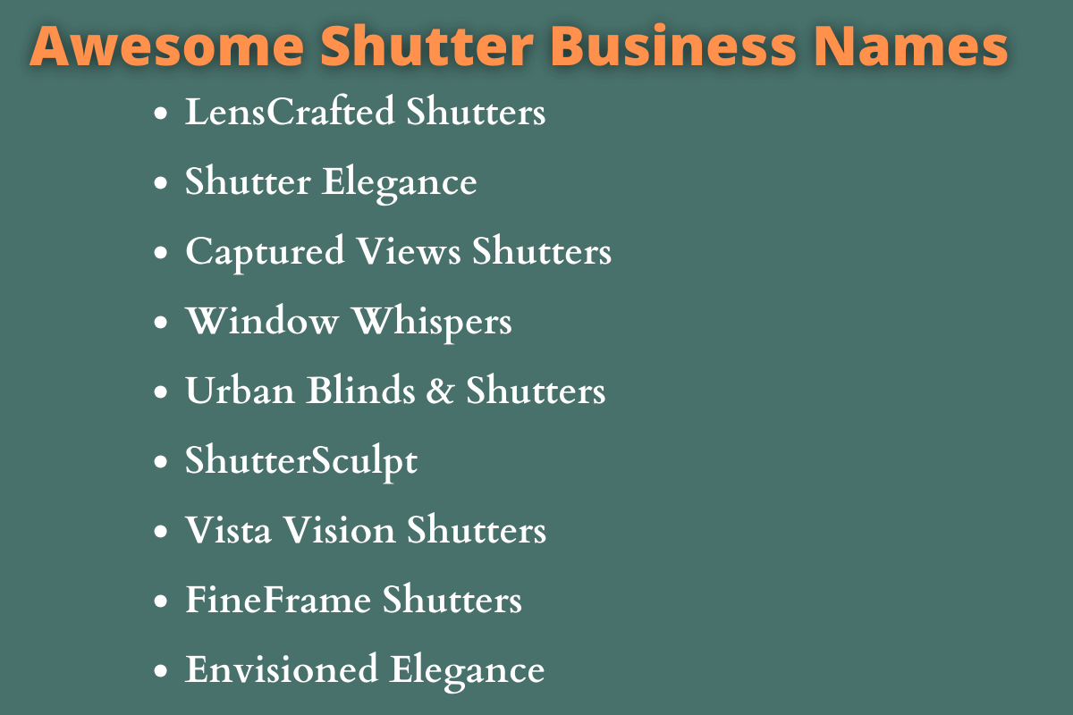 Shutter Business Names