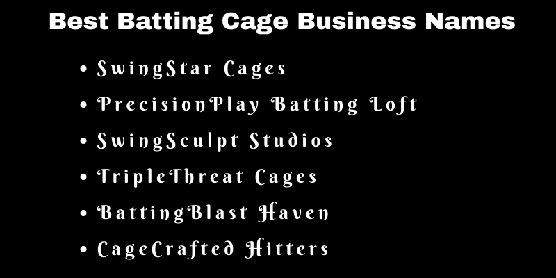 Batting Cage Business Names