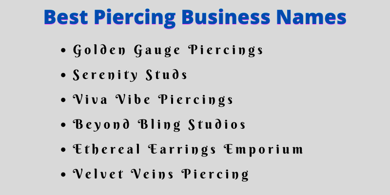 Piercing Business Names