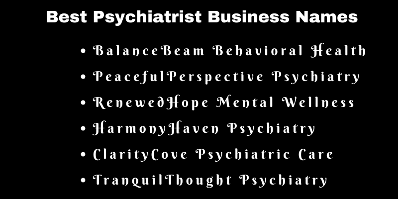 Psychiatrist Business Names