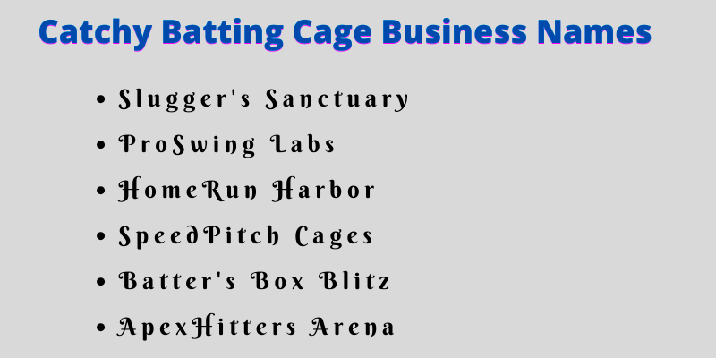 Batting Cage Business Names