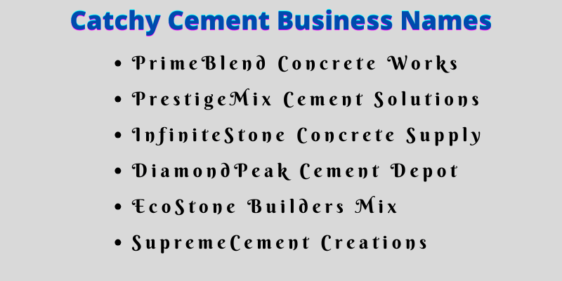 Cement Business Names