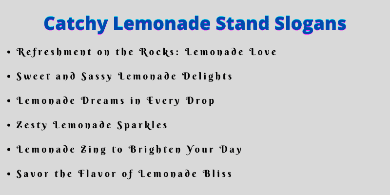 Catchy Lemonade Stand Slogans