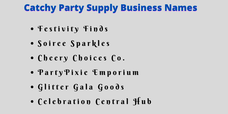 Party Supply Business Names