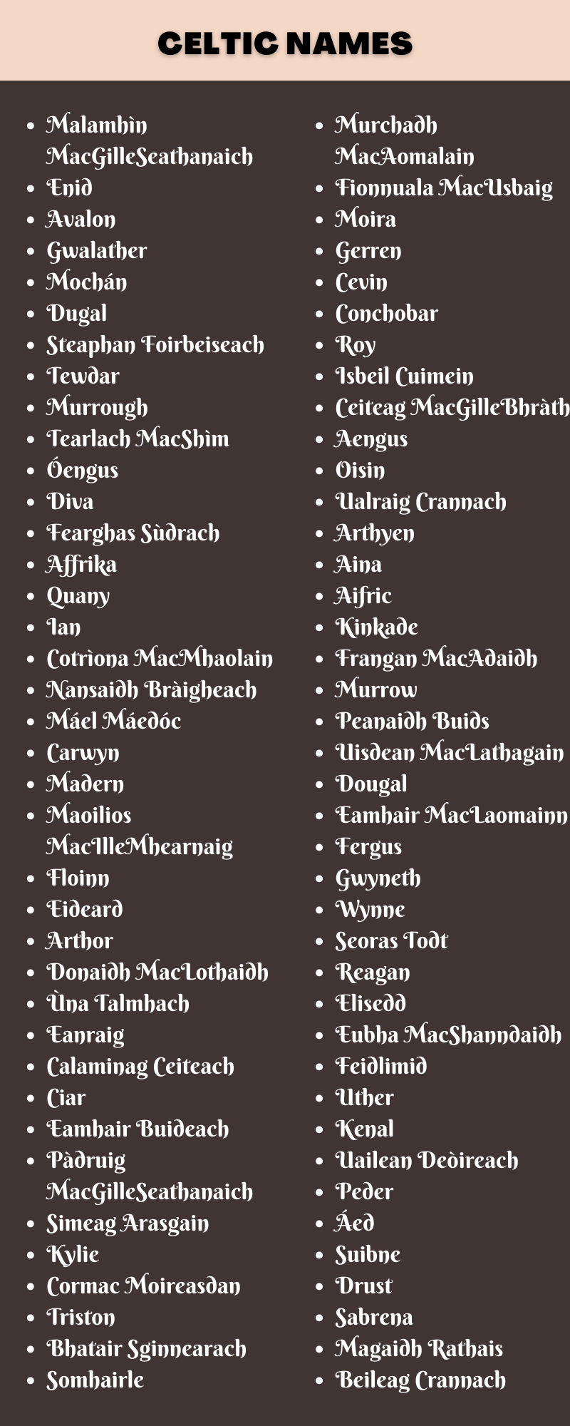 450 Male And Female Celtic Names For You