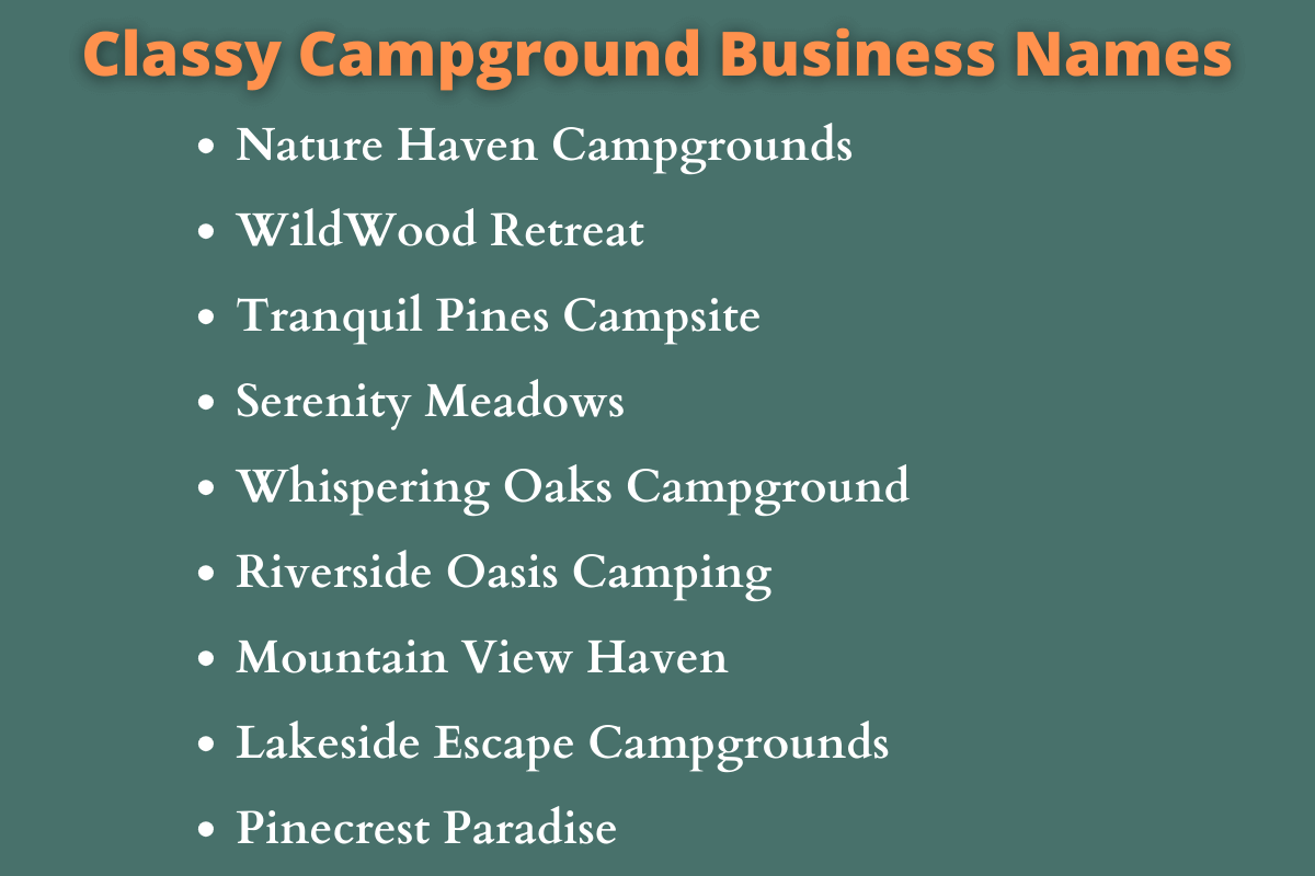 Campground Business Names