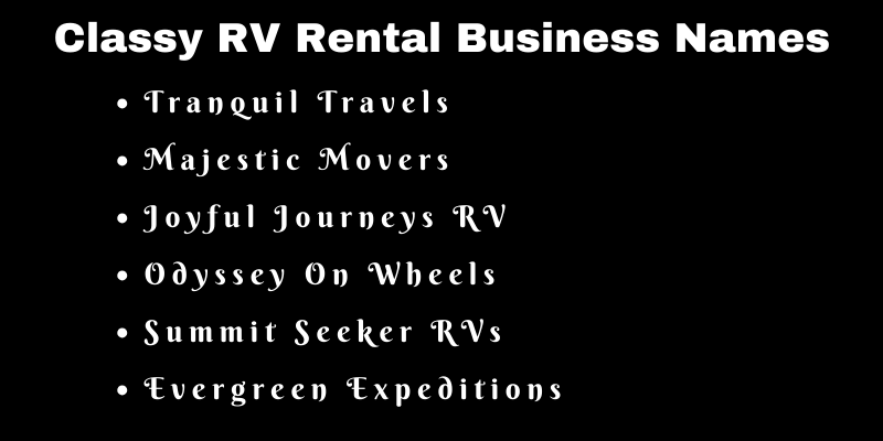 RV Rental Business Names