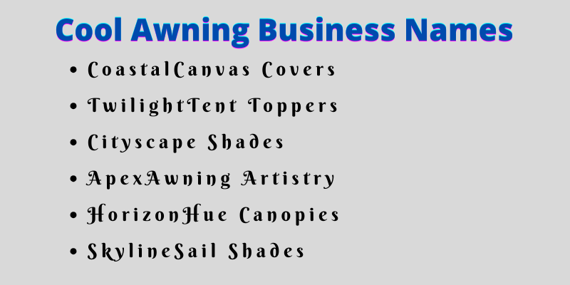 Awning Business Names