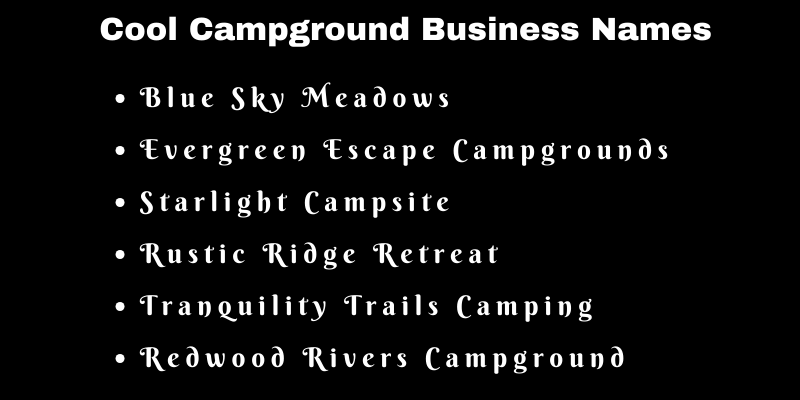 Campground Business Names
