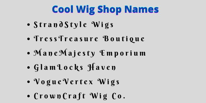 400 Best and Cool Wig Shop Names