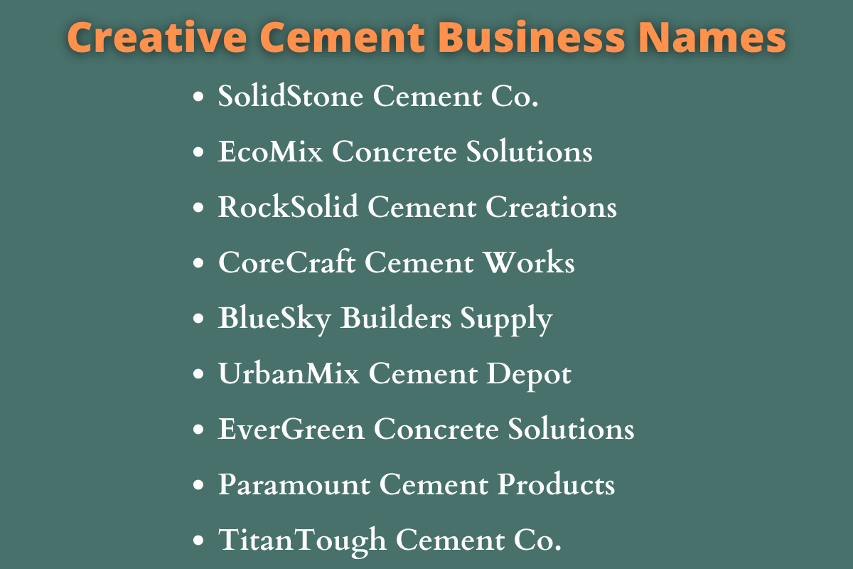 Cement Business Names