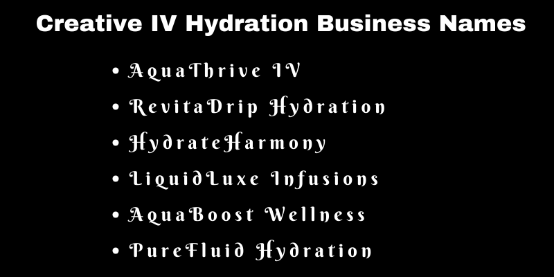 IV Hydration Business Names