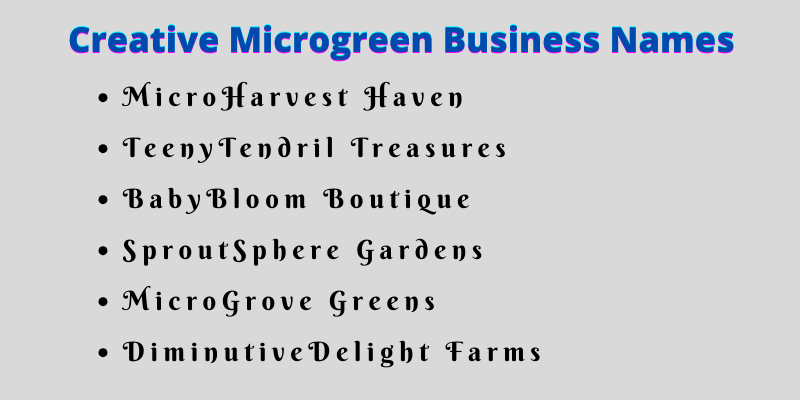Microgreen Business Names