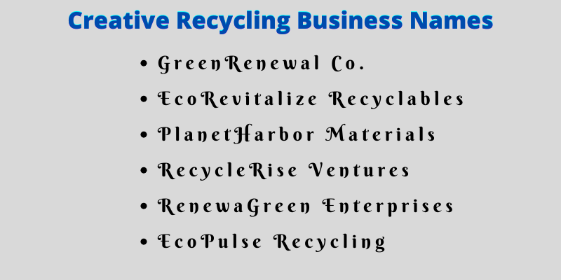 Recycling Business Names