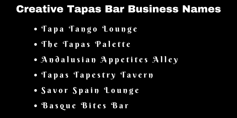 Tapas Bar Business Names