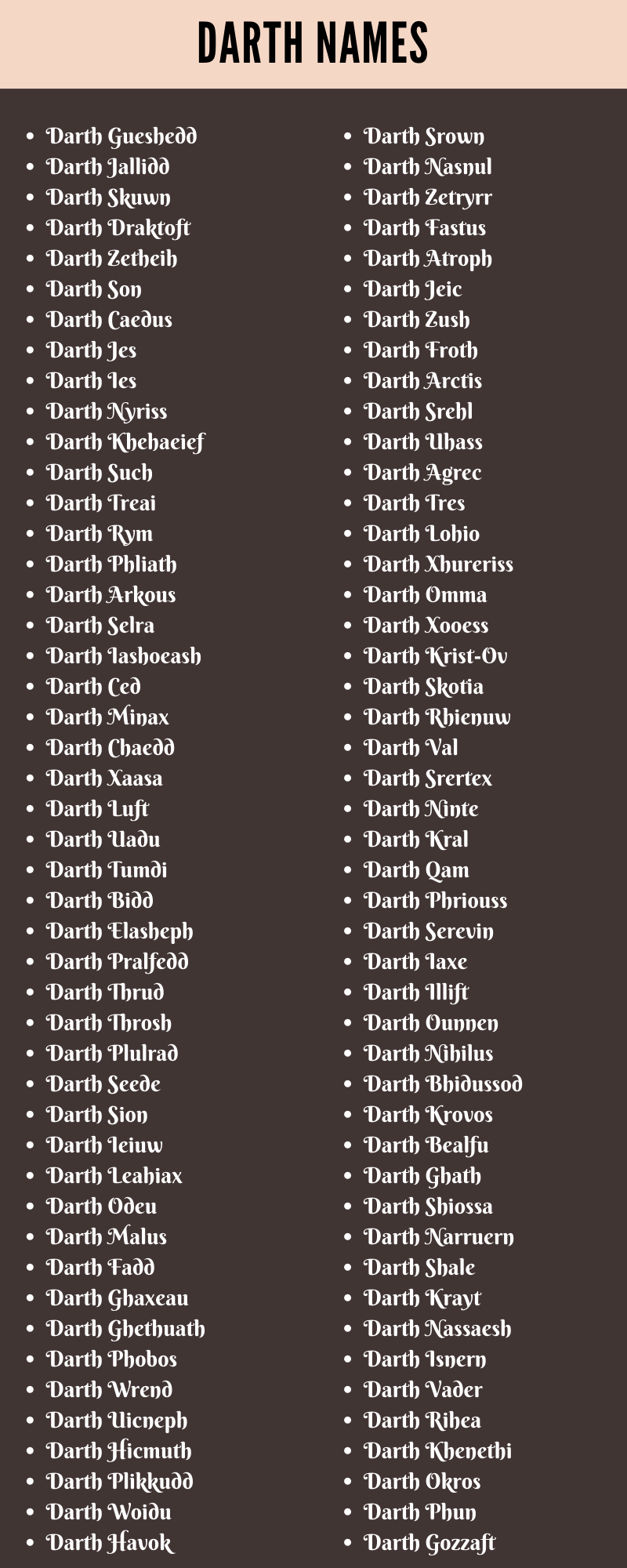 Darth Names