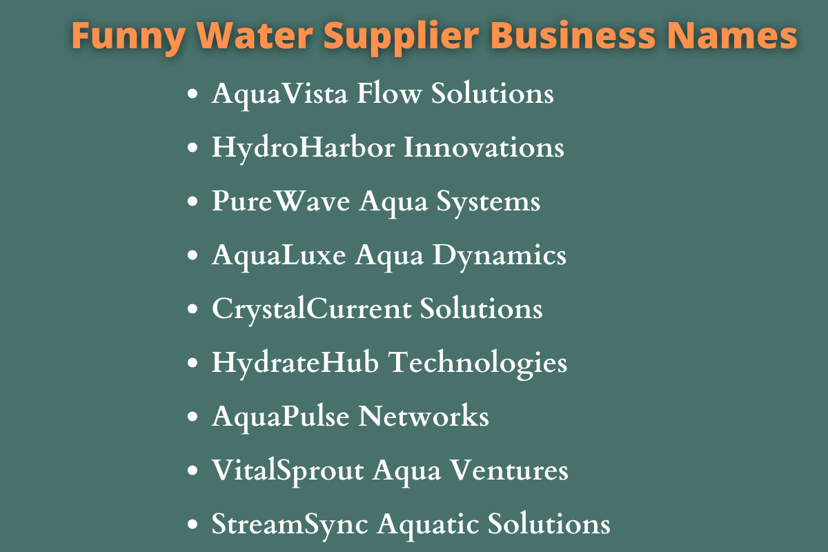 Water Supplier Business Names