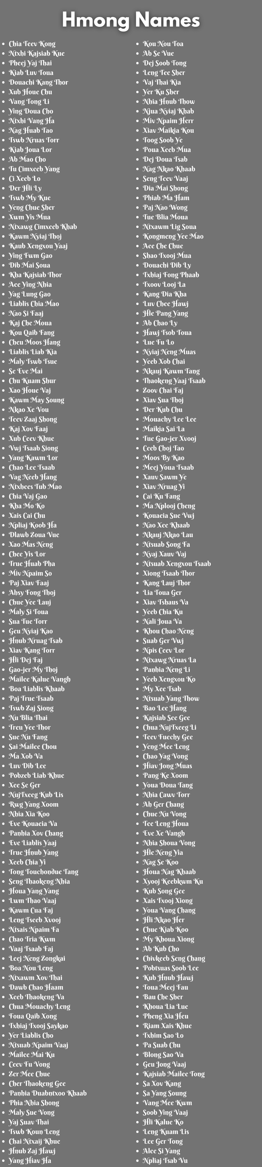 400 Best Hmong Names That You Will Like