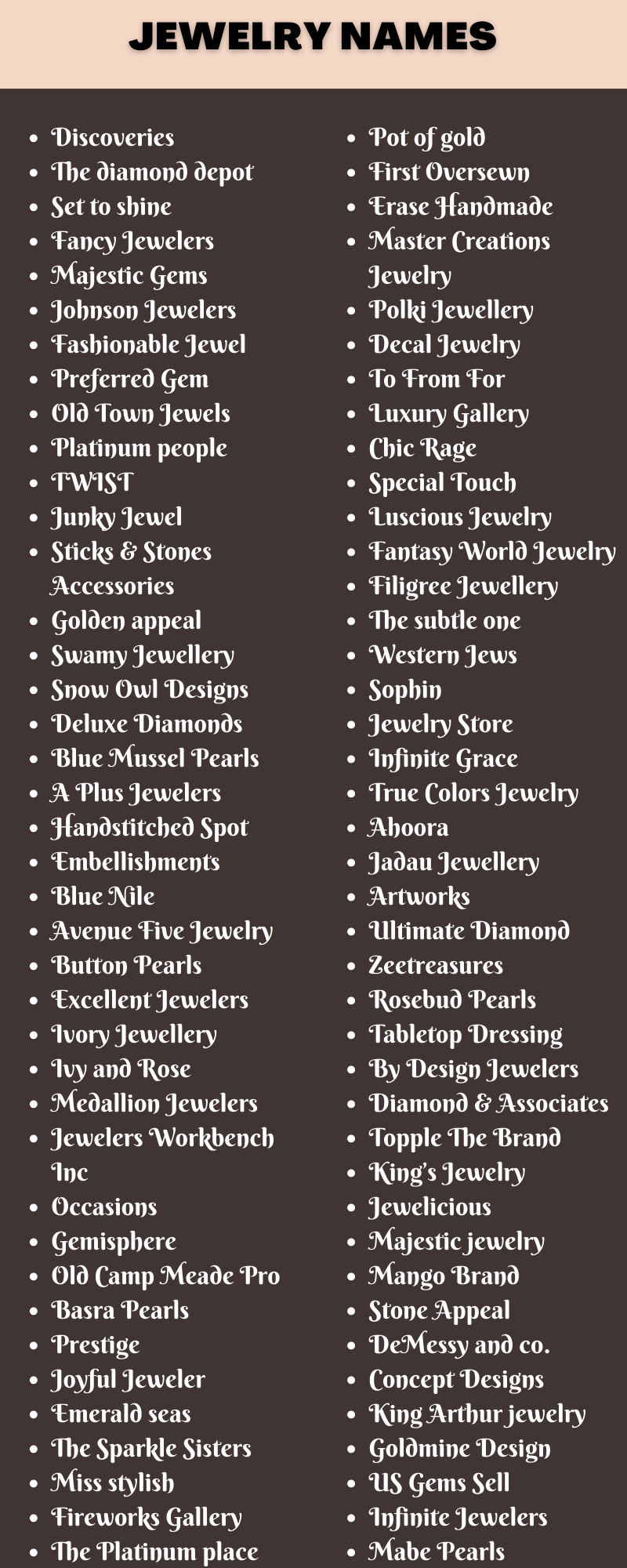 Jewelry Names