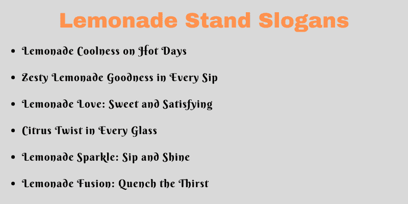 Lemonade Stand Slogans