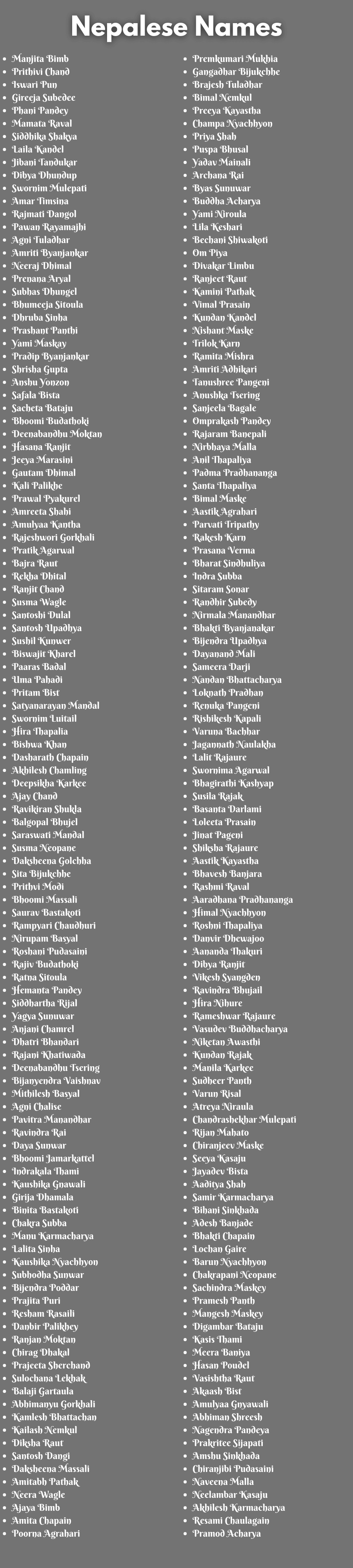 Nepalese Names