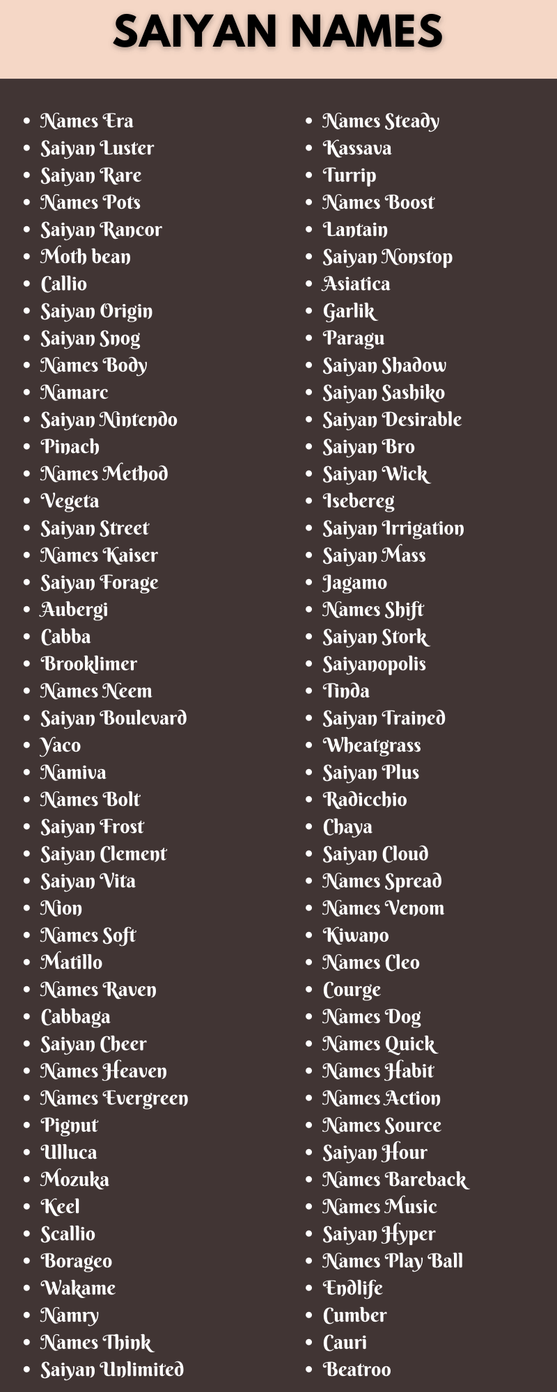 Saiyan Names