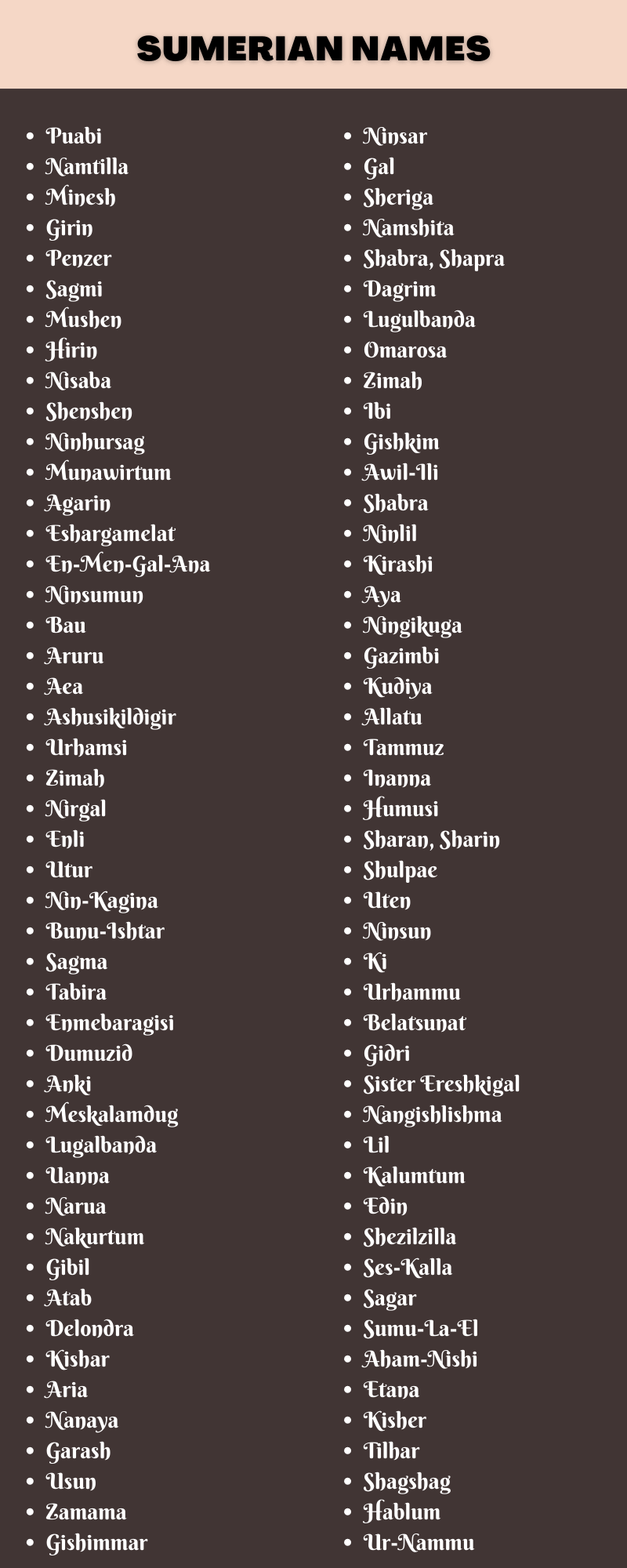Sumerian Names