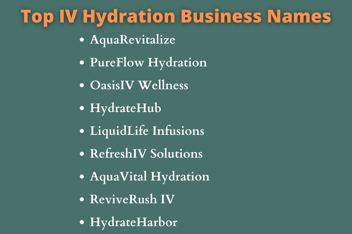 IV Hydration Business Names