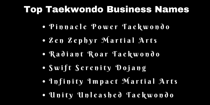Taekwondo Business Names