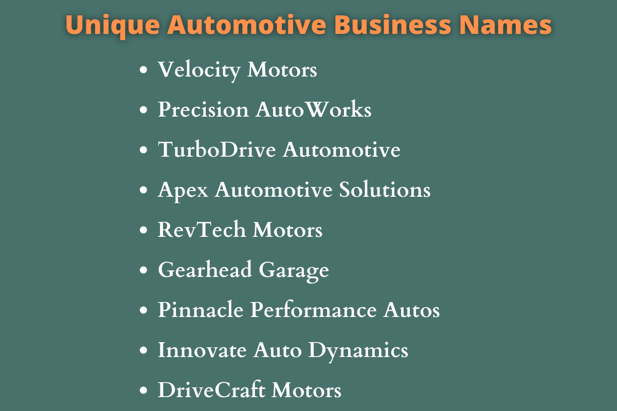 Automotive Business Names