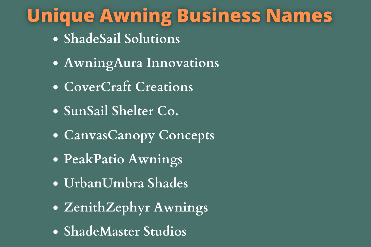 Awning Business Names