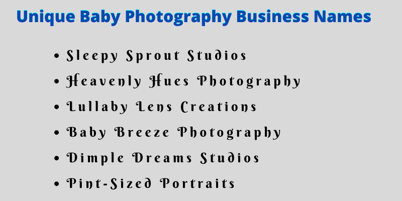 Baby Photography Business Names