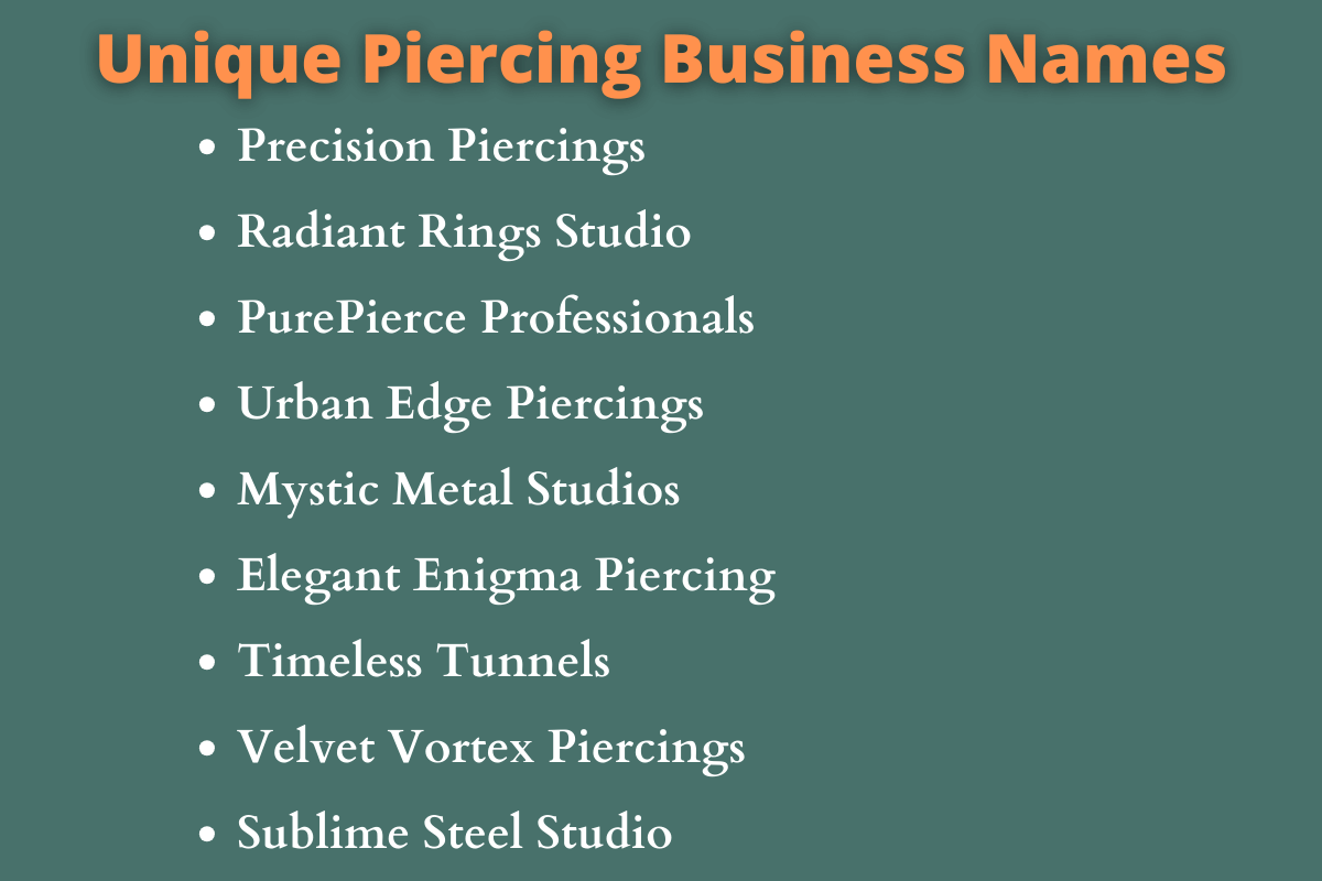 Piercing Business Names