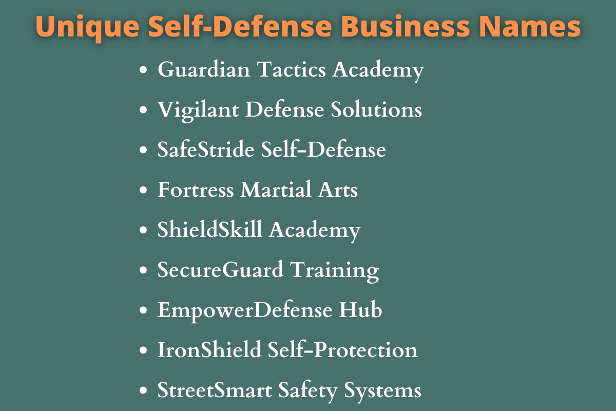 Self-Defense Business Names
