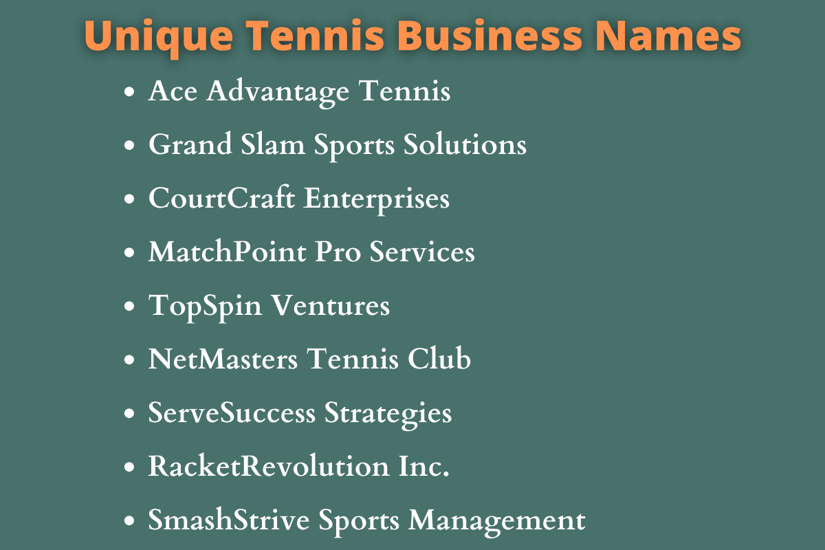 Tennis Business Names