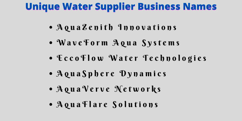 Water Supplier Business Names