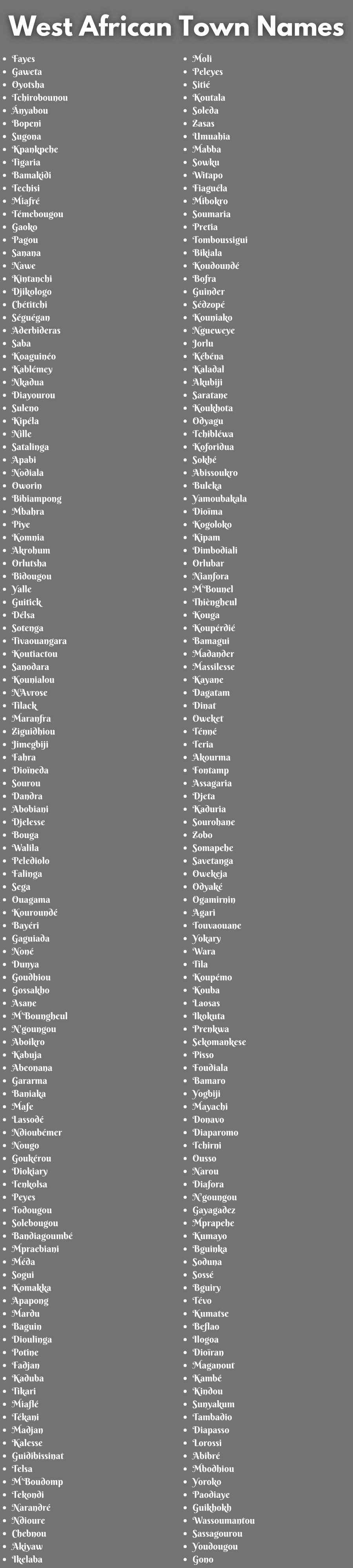 West African Town Names