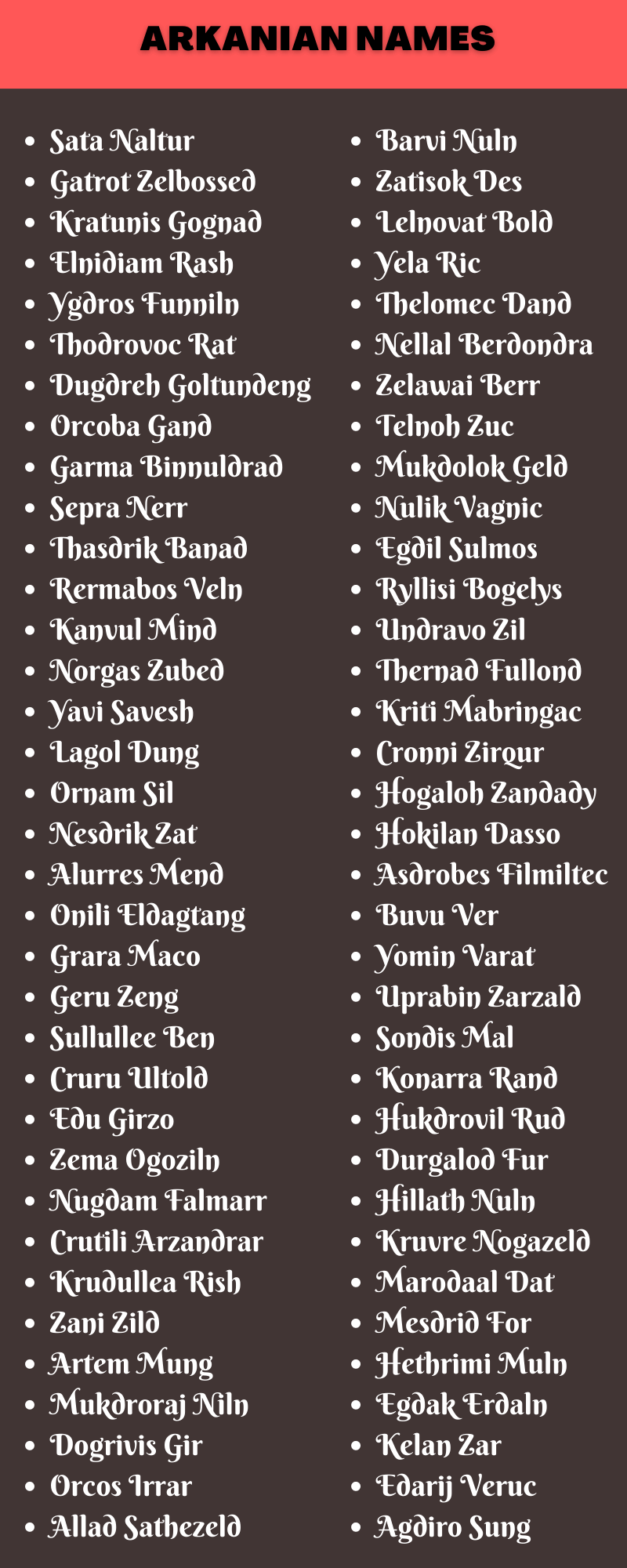 Arkanian Names