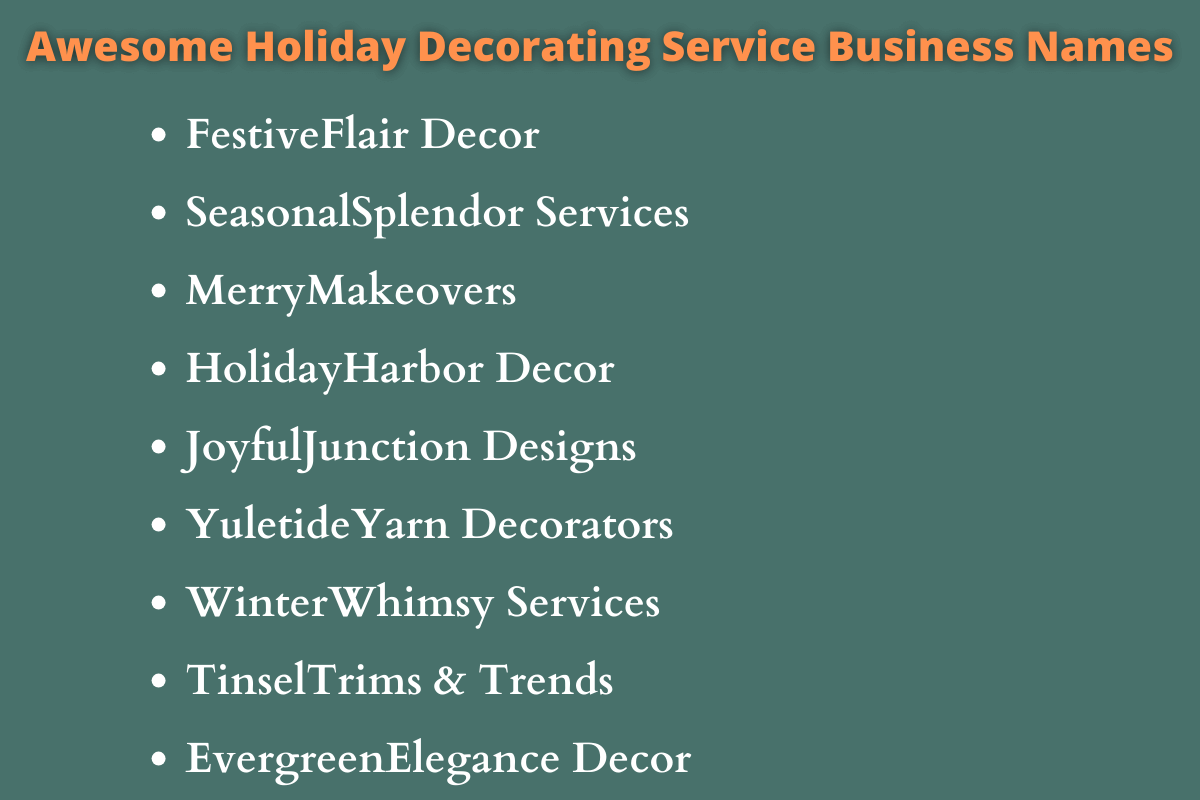 Holiday Decorating Service Business Names