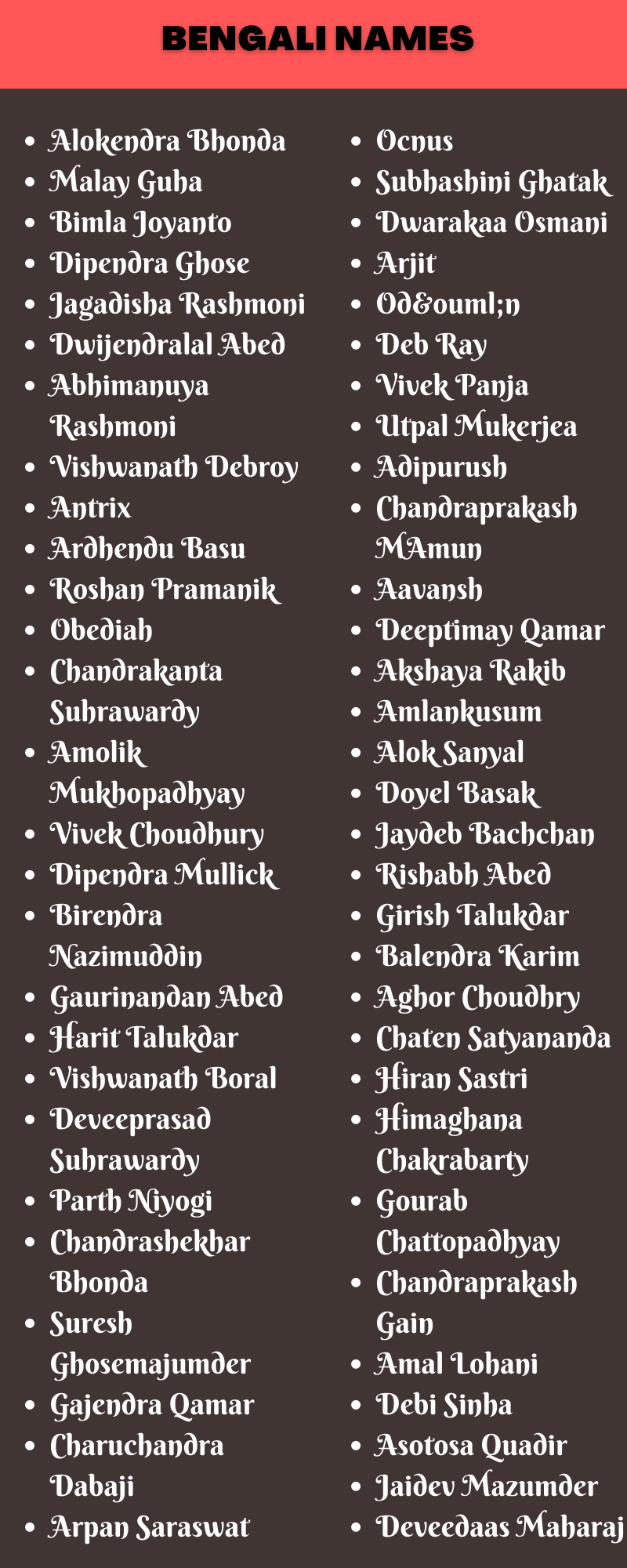 Bengali Names
