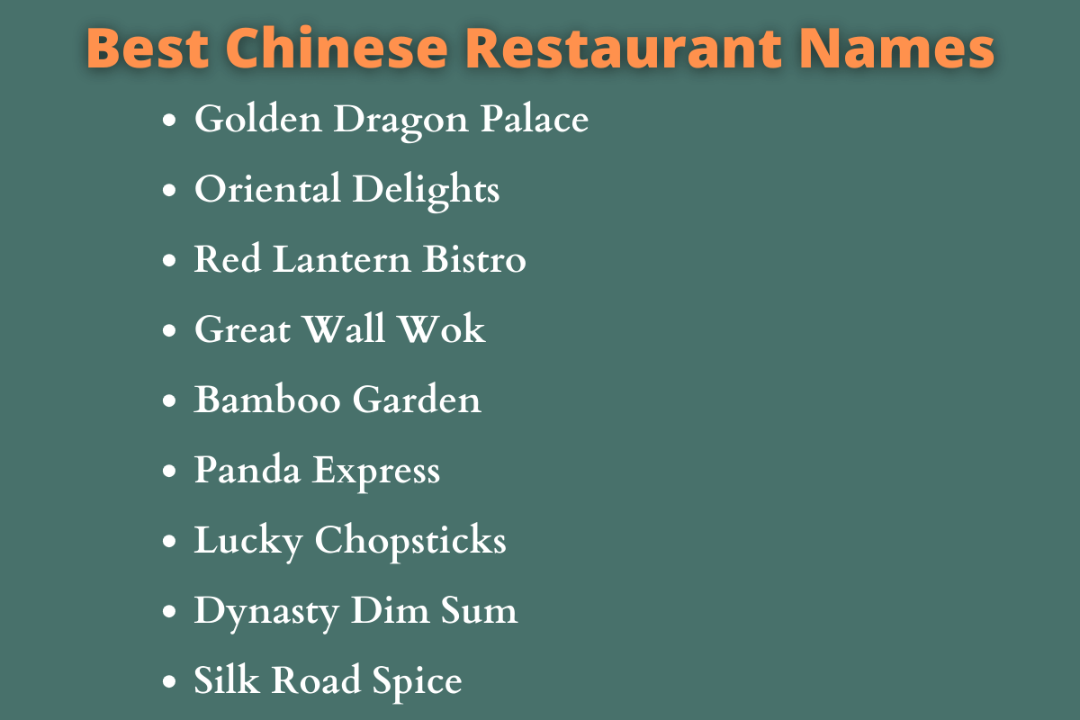 Chinese Restaurant Business Names