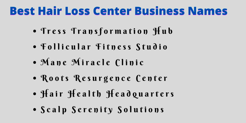 Hair Loss Center Business Names