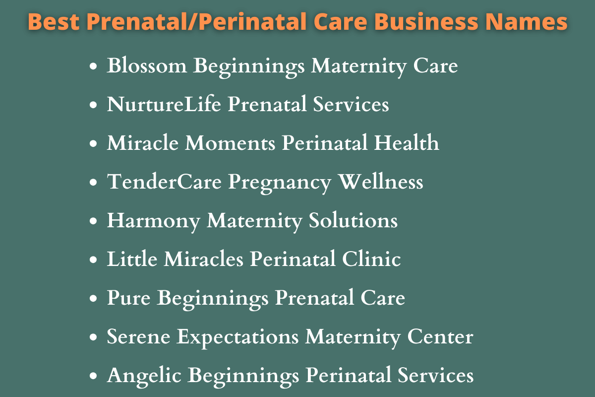 Prenatal/Perinatal Care Business Names