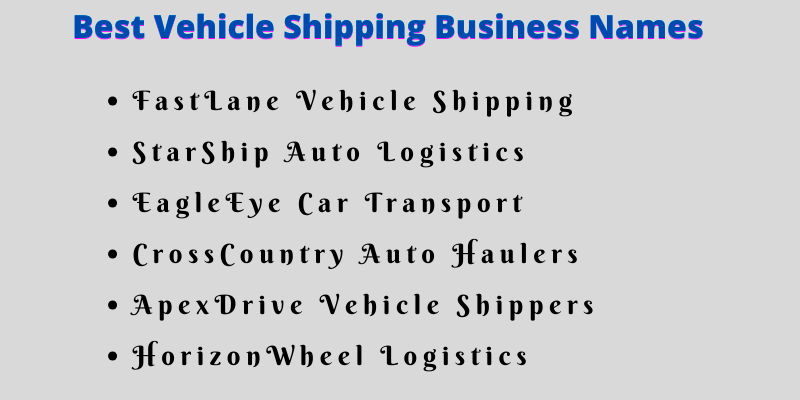 Vehicle Shipping Business Names