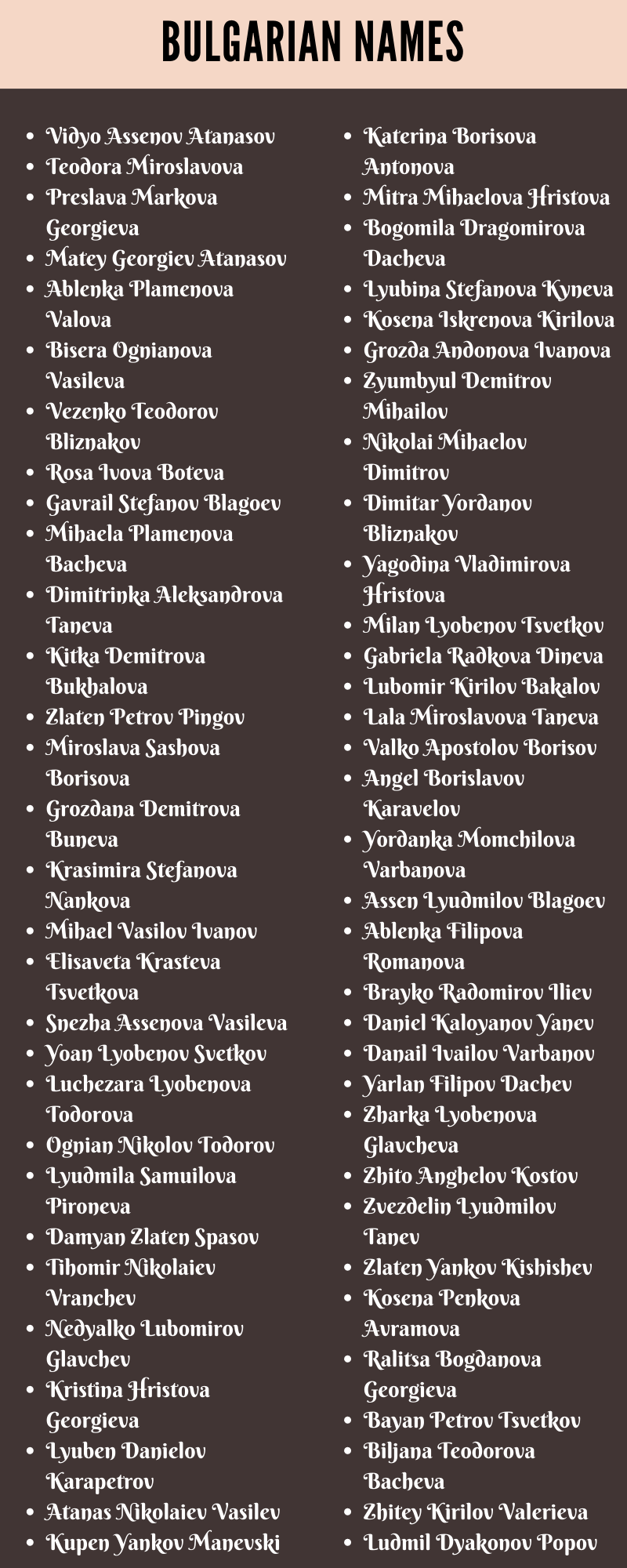 Bulgarian Names