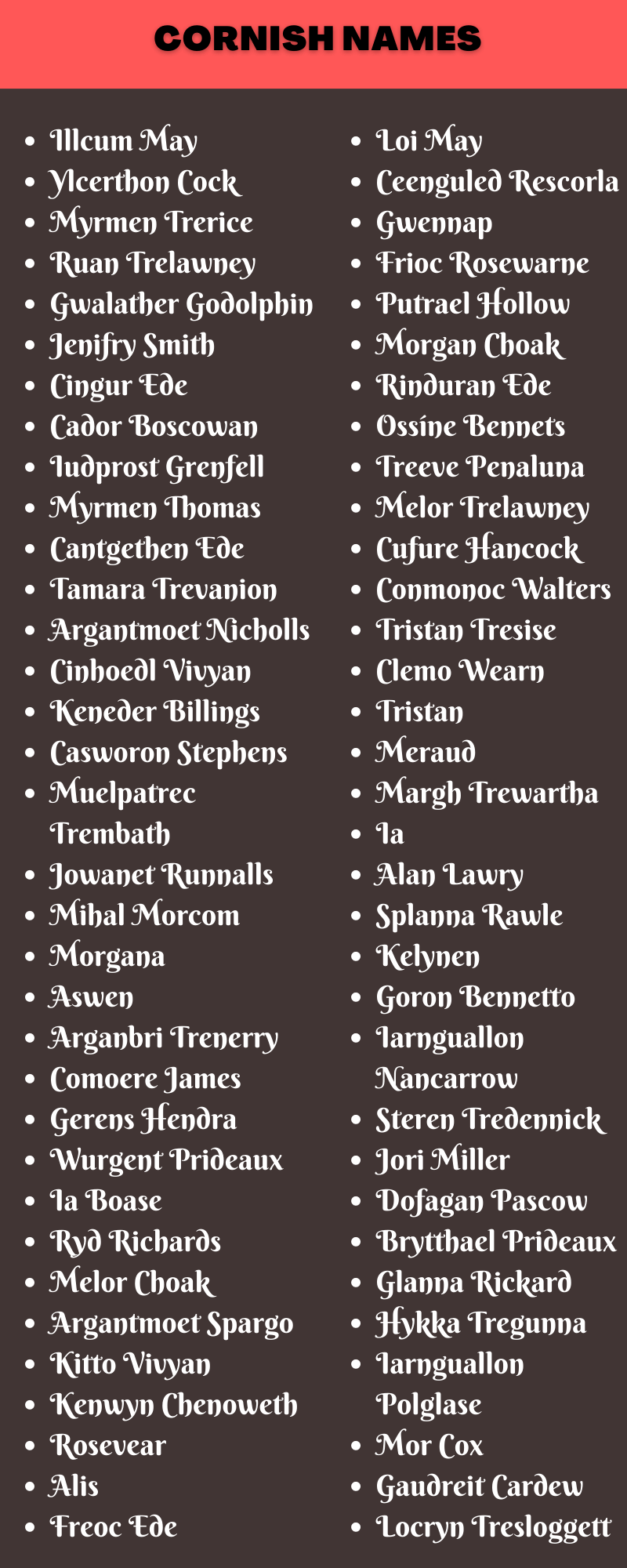 400 Unique Cornish Girl Names That You Will Like