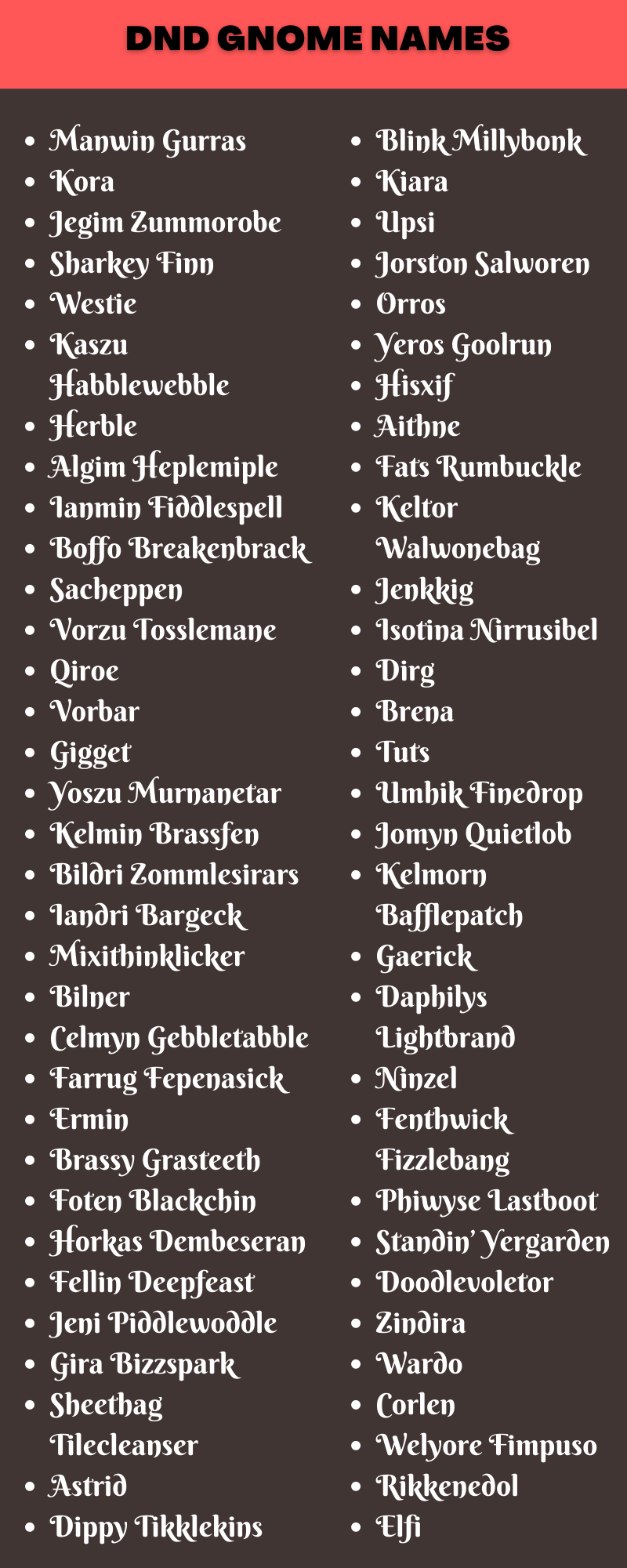 400 Clever Deep Gnome Names Dnd
